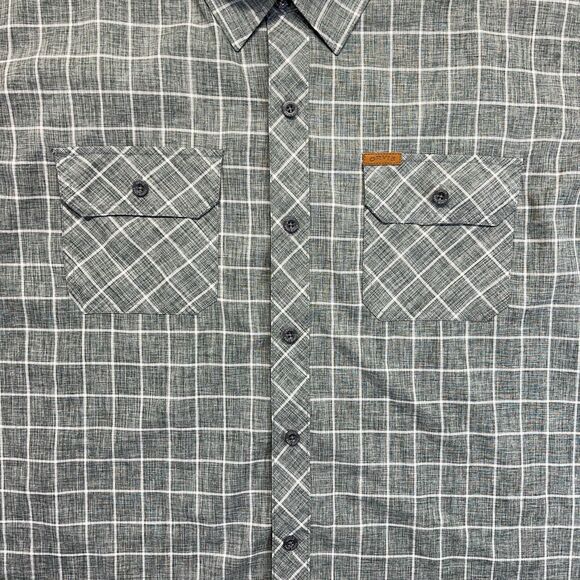 Orvis Button-Down Shirt Men’s 2XL Gray White Windowpane Plaid Short Sleeve - Picture 2 of 11